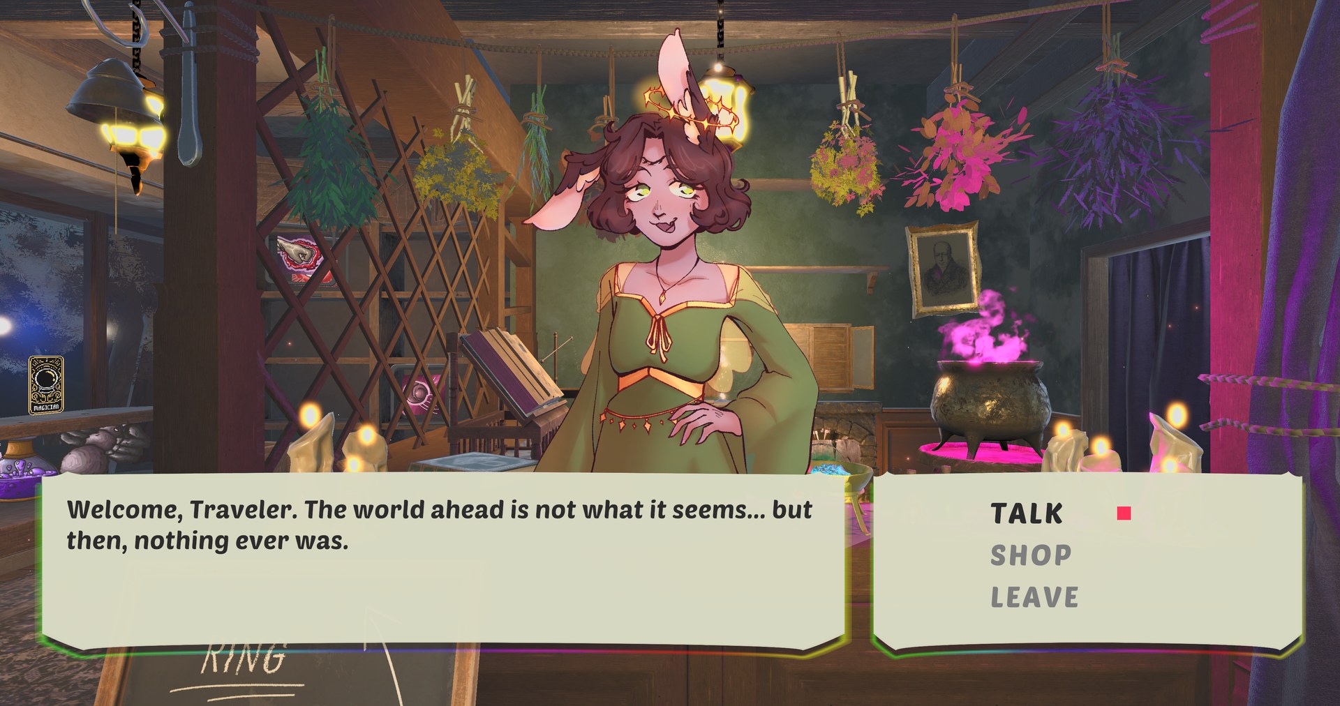 Briar the wandering herbalist greets the player